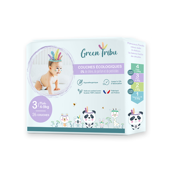GREEN TRIBU couche bebe midi t3 4-9kg x26