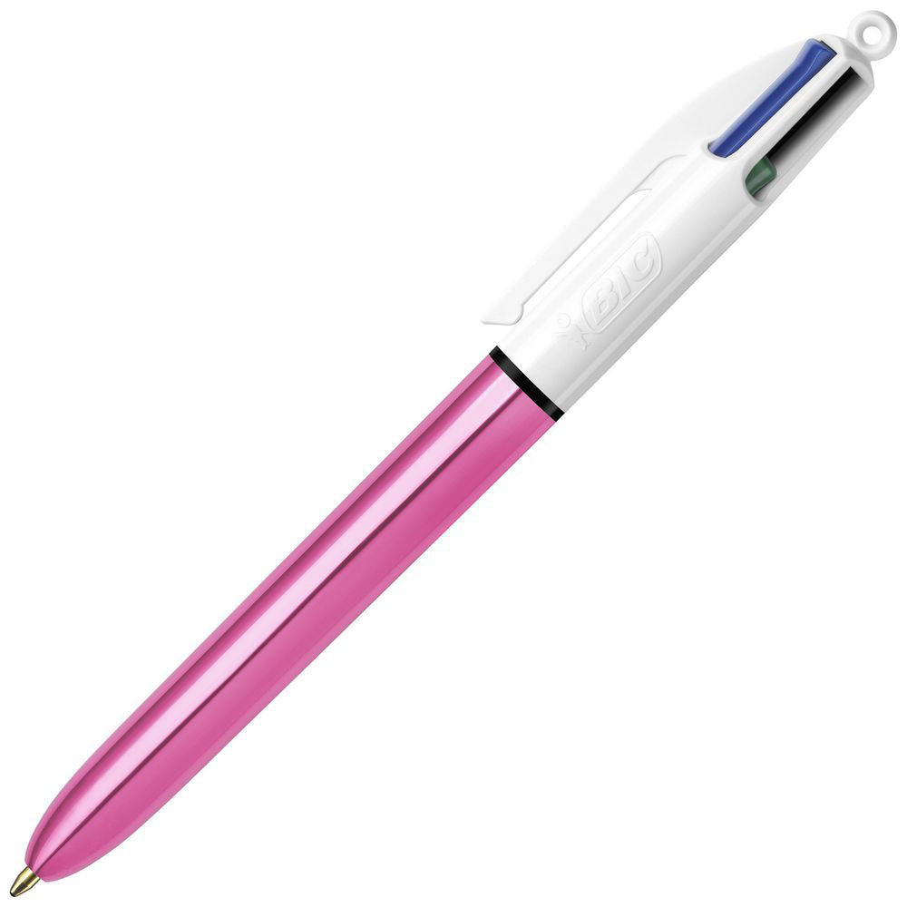 Stylo bille 4 couleurs - Corps Shine Rose - BIC