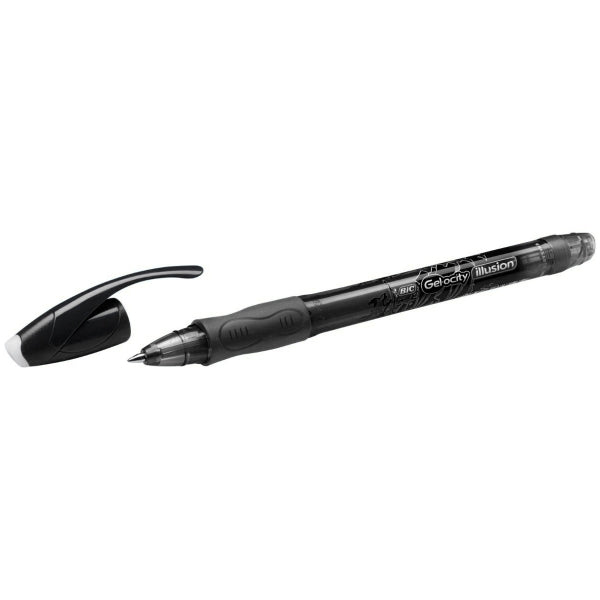 BIC Gel-ocity Illusion Stylos Gel Effaçables Pointe Moyenne (0,7 mm) - Noir