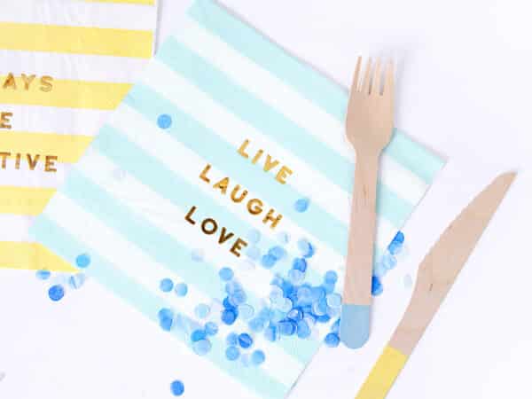 Serviettes Live Laugh Love bleu ciel