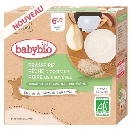BABYBIO GOURDE BRASSE RIZ PECHE POIRE 4X85G
