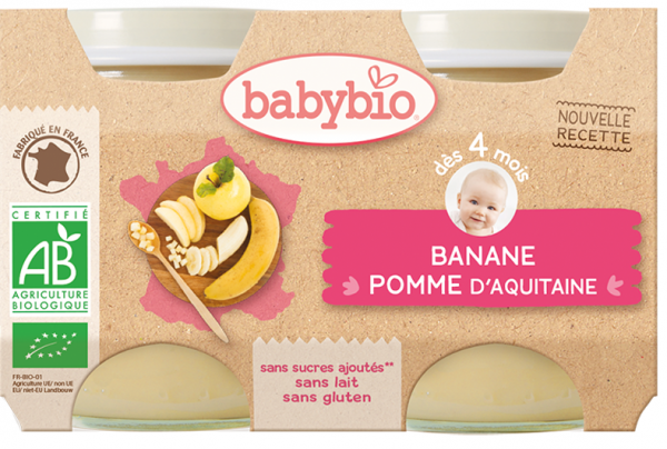 Babybio Banane Pomme d’Aquitaine 2X130G