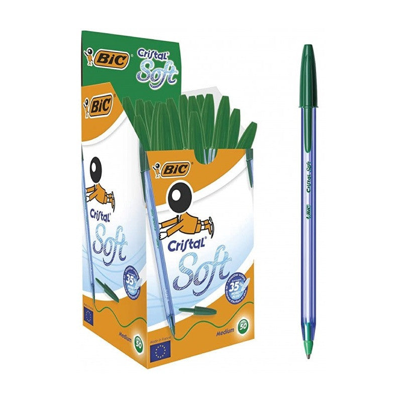 BOITE DE 50 STYLO BIC CRISTAL SOFT / VERT