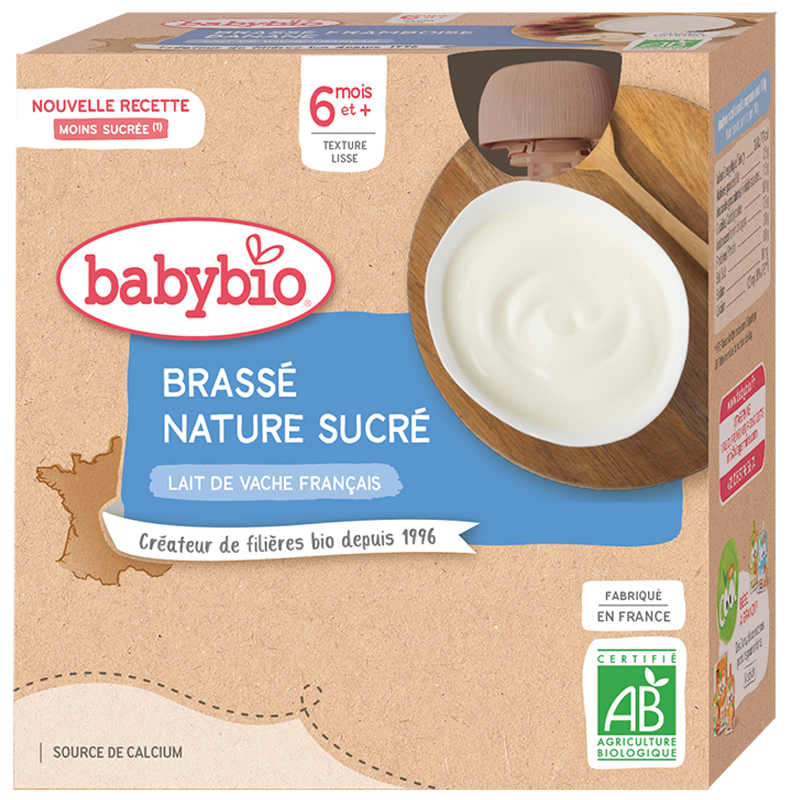 BABYBIO GOURDE BRASSE AU LAIT DE VACHE NATURE 4 X 85G