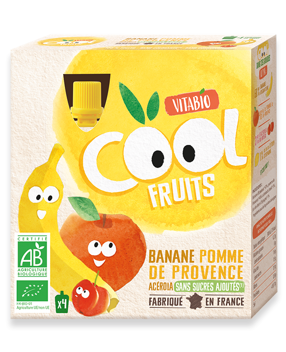 Vitabio Cool Fruits Banane Pomme de Provence 4X90G