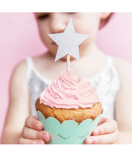 Cupcake toppers Etoiles argentées