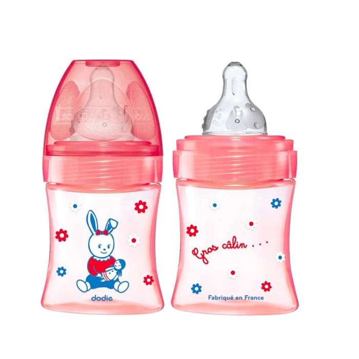 DODIE BIB INI+ 150ML ROSE POUPÉE 0-6 M TET RONDE 3 VIT D1