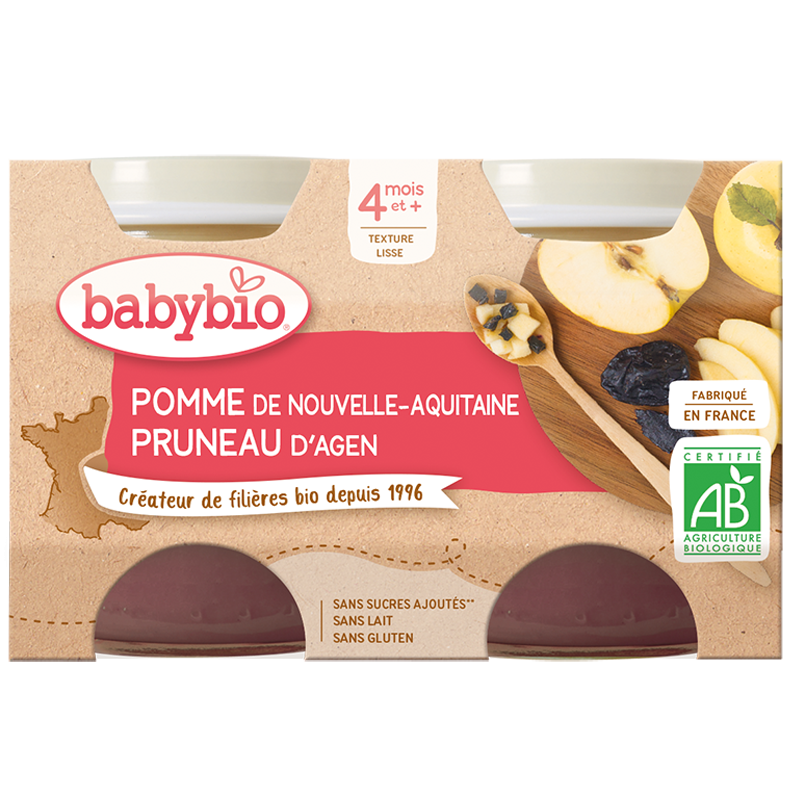 Babybio Petit Pot Pomme Pruneau 2X130G