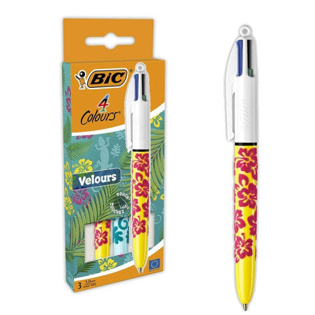 STYLO BIC 4 COULEURS VELOURS