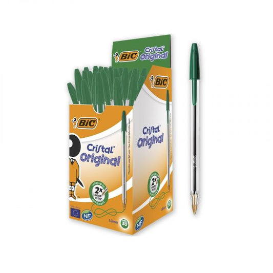 50 Stylos verts BIC Cristal Original 1.0 mm