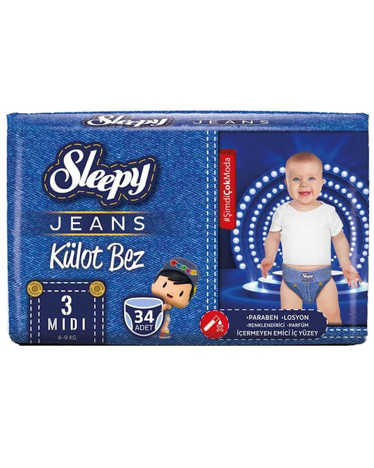 Sleepy Jeans Couches Culottes Midi Taille 3 - (5-10kg) 34 Unités