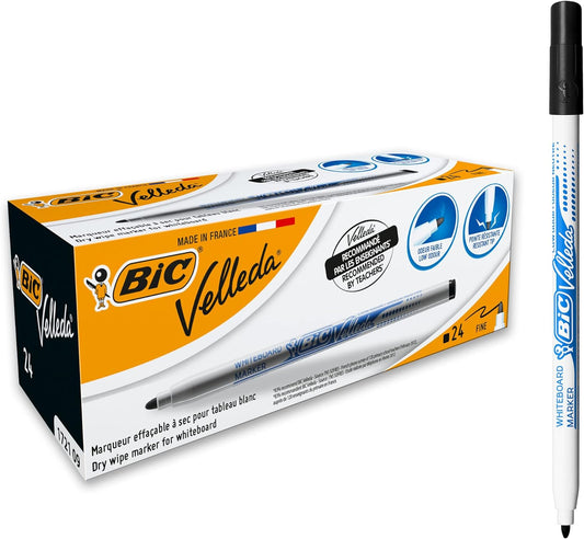 BIC Velleda 1721 Marqueurs pour tableau blanc Fine Bullet Plume - Noir