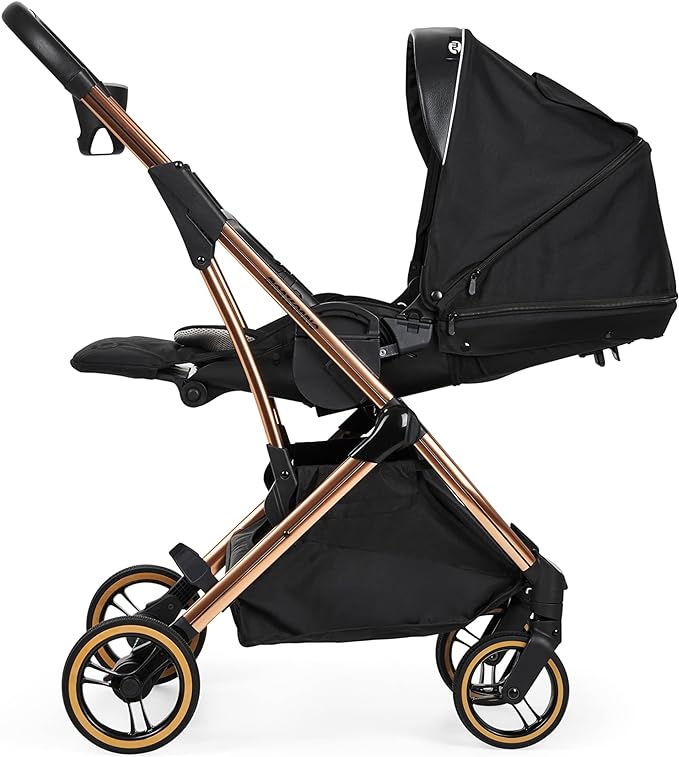 MS - Grande chaise de promenade Montecarlo, chariot, capote extensible, pliable facile et compact noir
