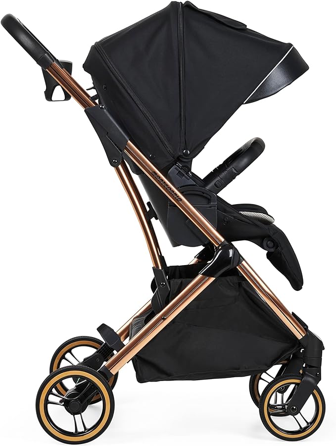 MS - Grande chaise de promenade Montecarlo, chariot, capote extensible, pliable facile et compact noir