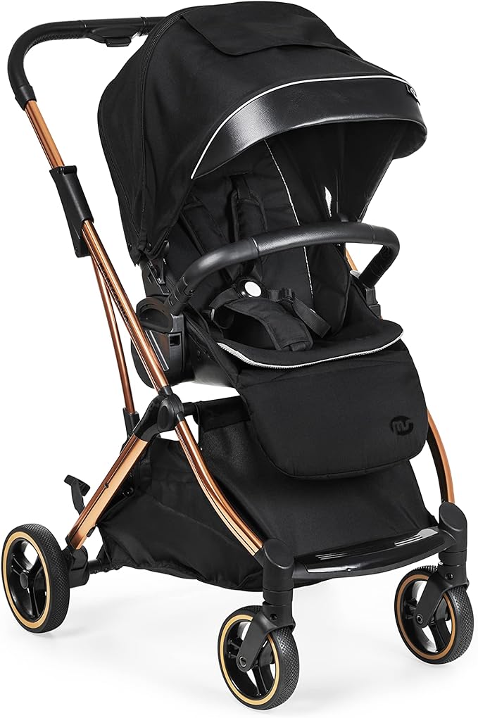 MS - Grande chaise de promenade Montecarlo, chariot, capote extensible, pliable facile et compact noir
