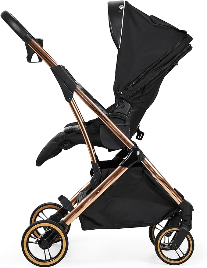 MS - Grande chaise de promenade Montecarlo, chariot, capote extensible, pliable facile et compact noir