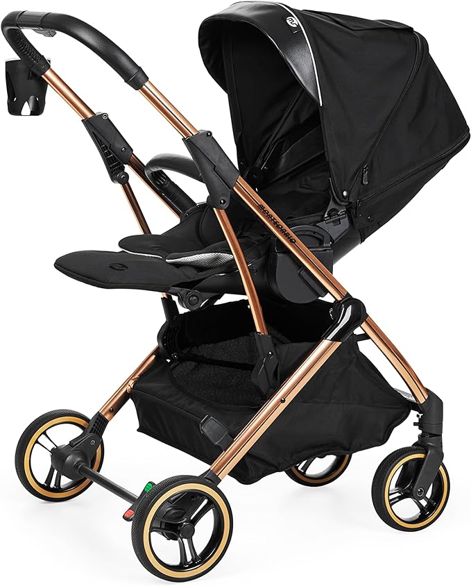 MS - Grande chaise de promenade Montecarlo, chariot, capote extensible, pliable facile et compact noir