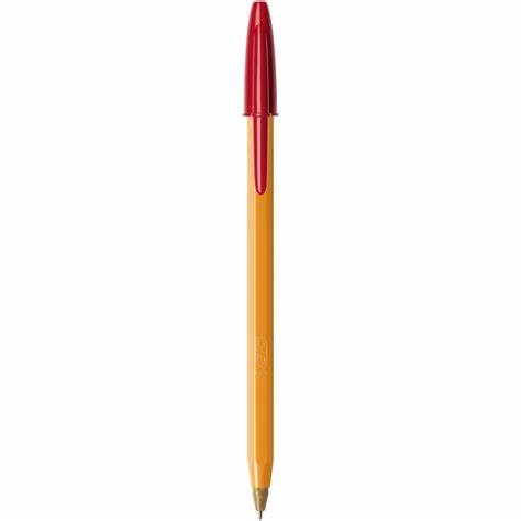 Stylo bille Bic Orange pointe fine avec capuchon - Rouge