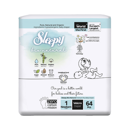 SLEEPY Bio Natural Couche Biologique Double Jumbo Nouveau né T1
