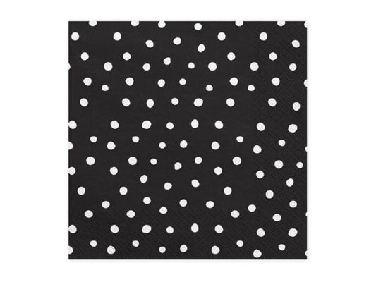 Serviettes noires à pois blancs