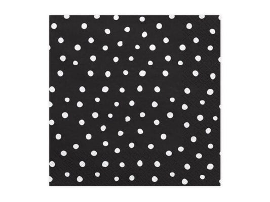 Serviettes noires à pois blancs