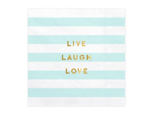 Serviettes Live Laugh Love bleu ciel