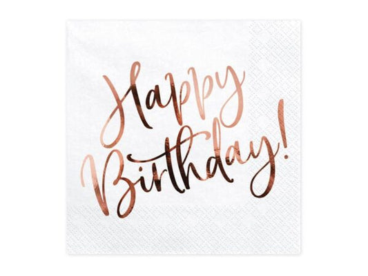 Serviettes Happy birthday rose gold