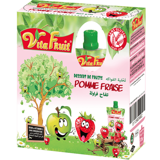 Vita Fruit DESSERT POCHES Pomme Fraise 4x80G