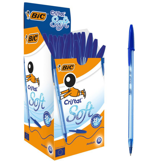 BOITE DE 50 STYLO BIC CRISTAL SOFT / BLEU
