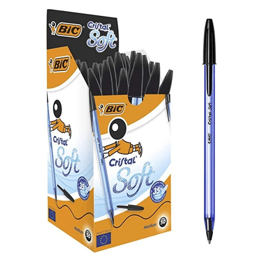 BOITE DE 50 STYLO BIC CRISTAL SOFT / NOIR