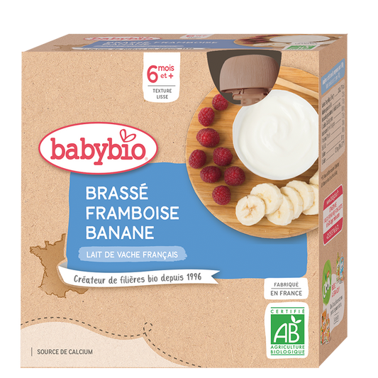 BABYBIO GOURDE BRASSE FRAMBOISE BANANE 4 X 85G