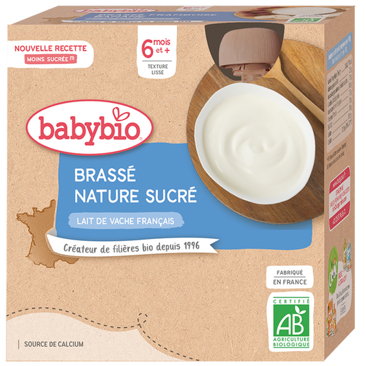 BABYBIO GOURDE BRASSE AU LAIT DE VACHE NATURE 4 X 85G