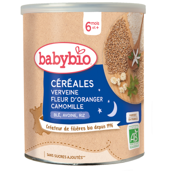 BABYBIO CEREALES VERVEINE FLEUR D'ORANGER CAMOMILLE 220G