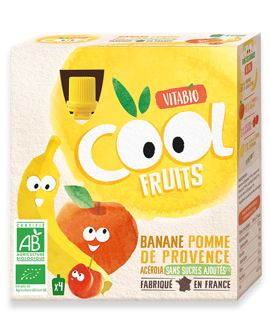 Vitabio Cool Fruits Banane Pomme de Provence 4X90G