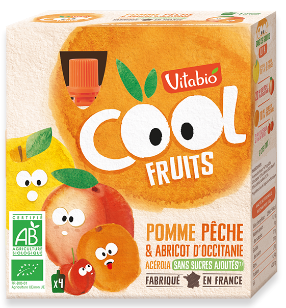 Vitabio Cool Fruits Pomme Pêche Abricot 4X90G