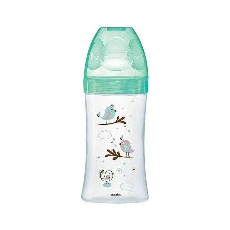 DODIE BIB INI+ VERRE 270ML VERT OISEAUX 0-6 M TET RONDE 3 VIT D2