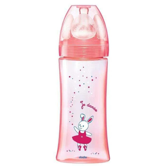 DODIE BIBERON ANTI COLIQUE TETINE RONDE 3 VITESSES+ 330ML ROSE DANSE +6 M