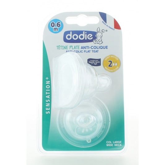 DODIE TETINE PLATE SENS+ ANTI COLIQUE D2 0-6M X2